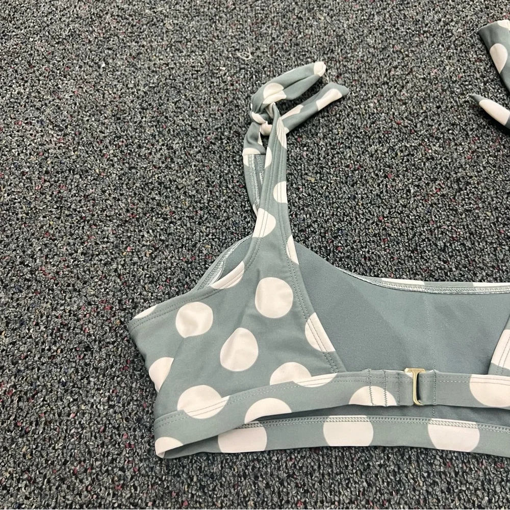 TARGET Green & White Polka Dot Bow Tie Shoulder Retro Bikini Top Removable Cup L - Picture 12 of 16